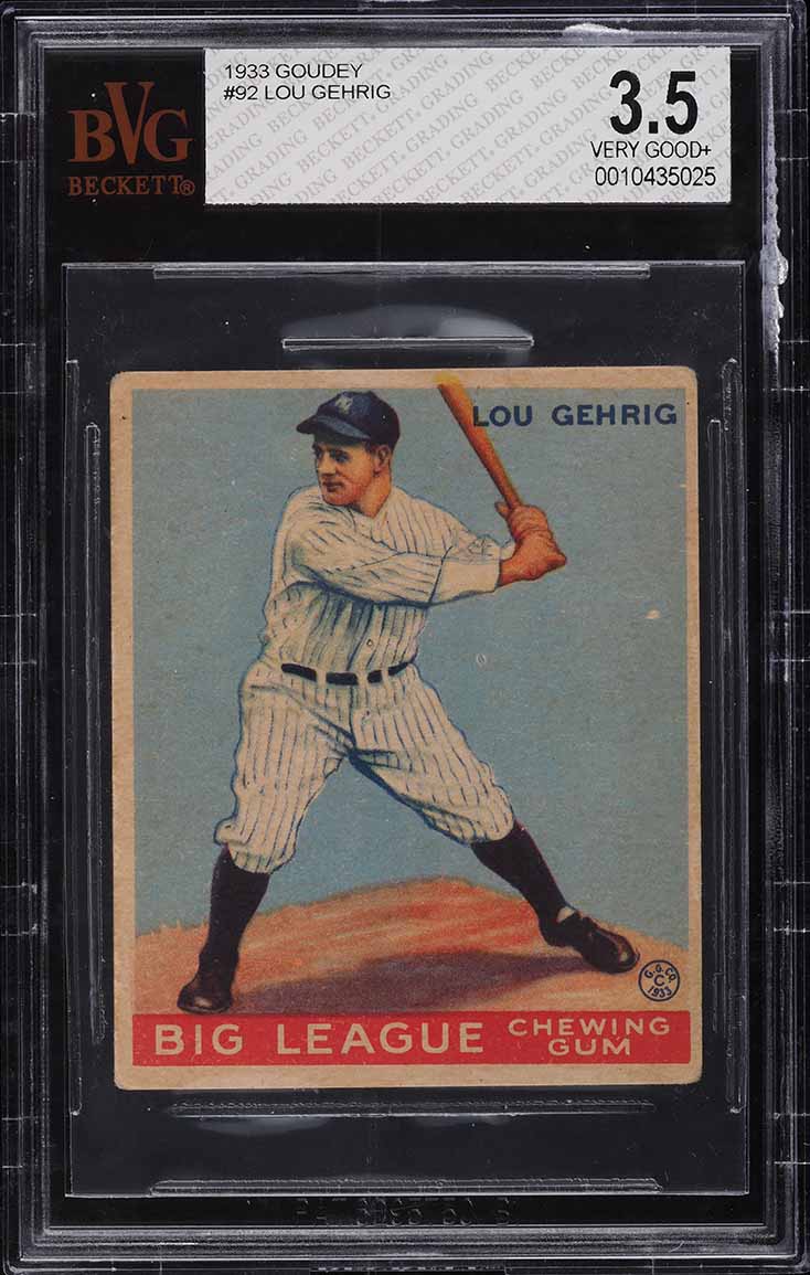 1933 Goudey Lou Gehrig #92 BVG 3.5 VG+