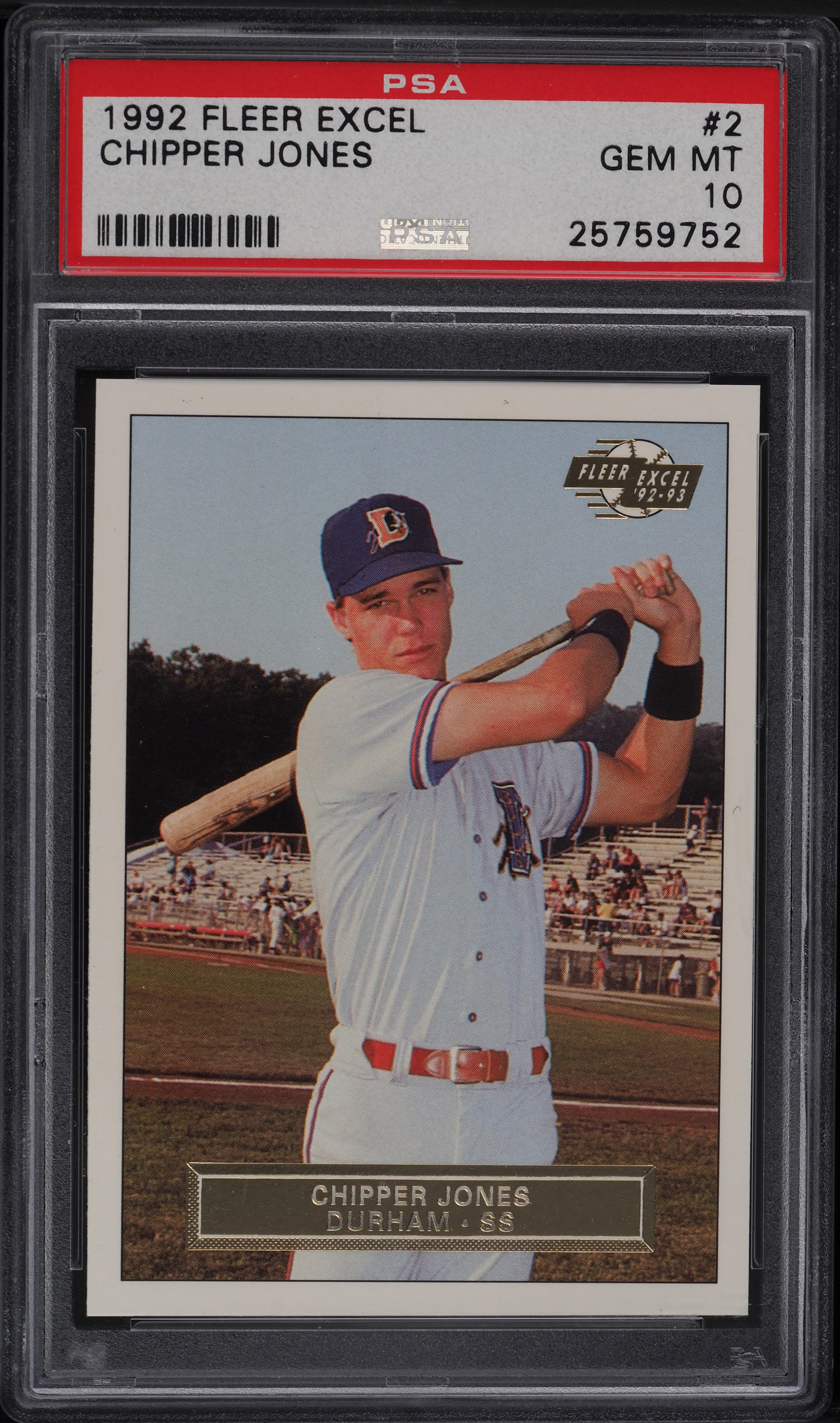 1992 Fleer Excel Chipper Jones ROOKIE #2 PSA 10 GEM MINT on