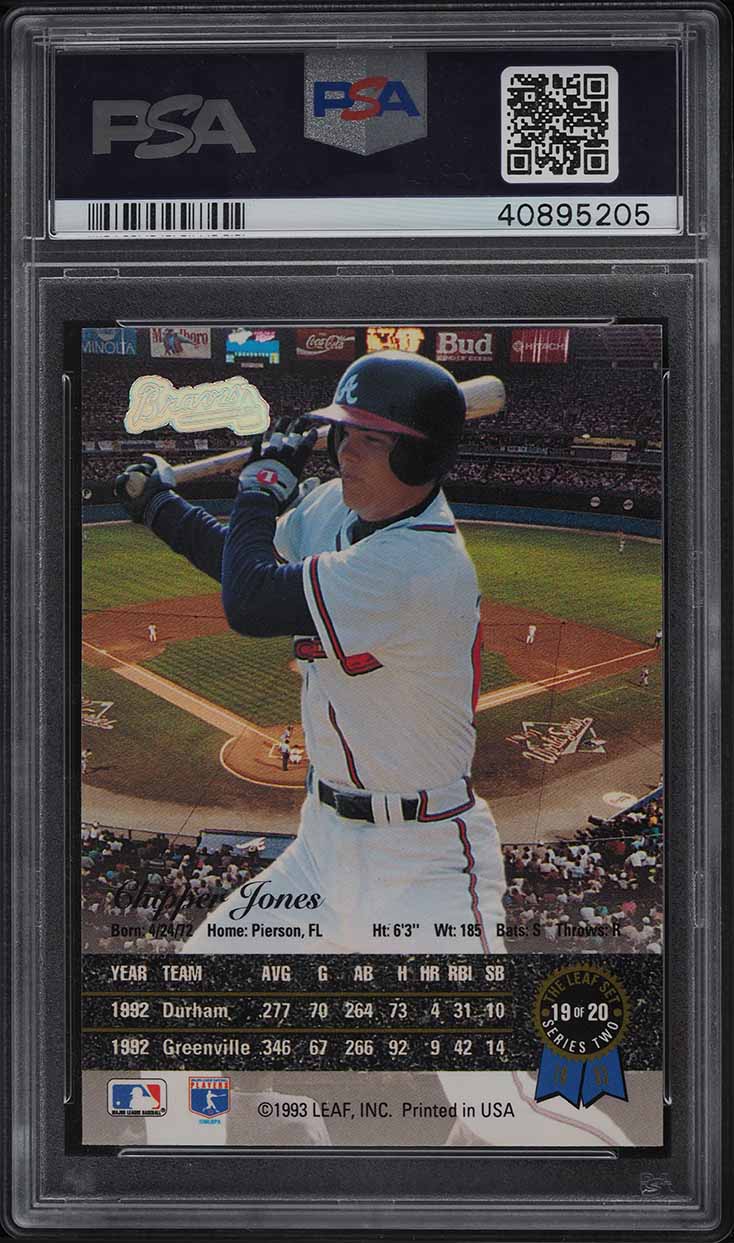 1993 Leaf Gold Rookies Chipper Jones ROOKIE #19 PSA 10 GEM MINT on