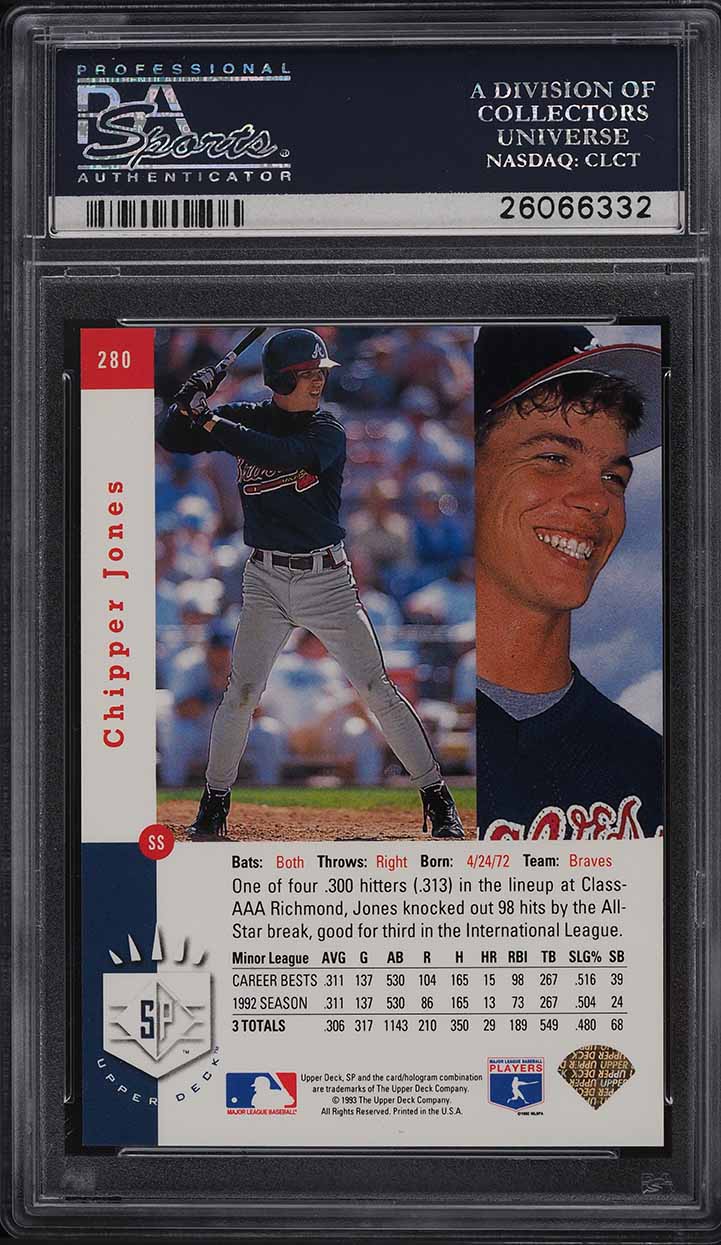 1993 SP Foil Chipper Jones ROOKIE #280 PSA 10 GEM MINT