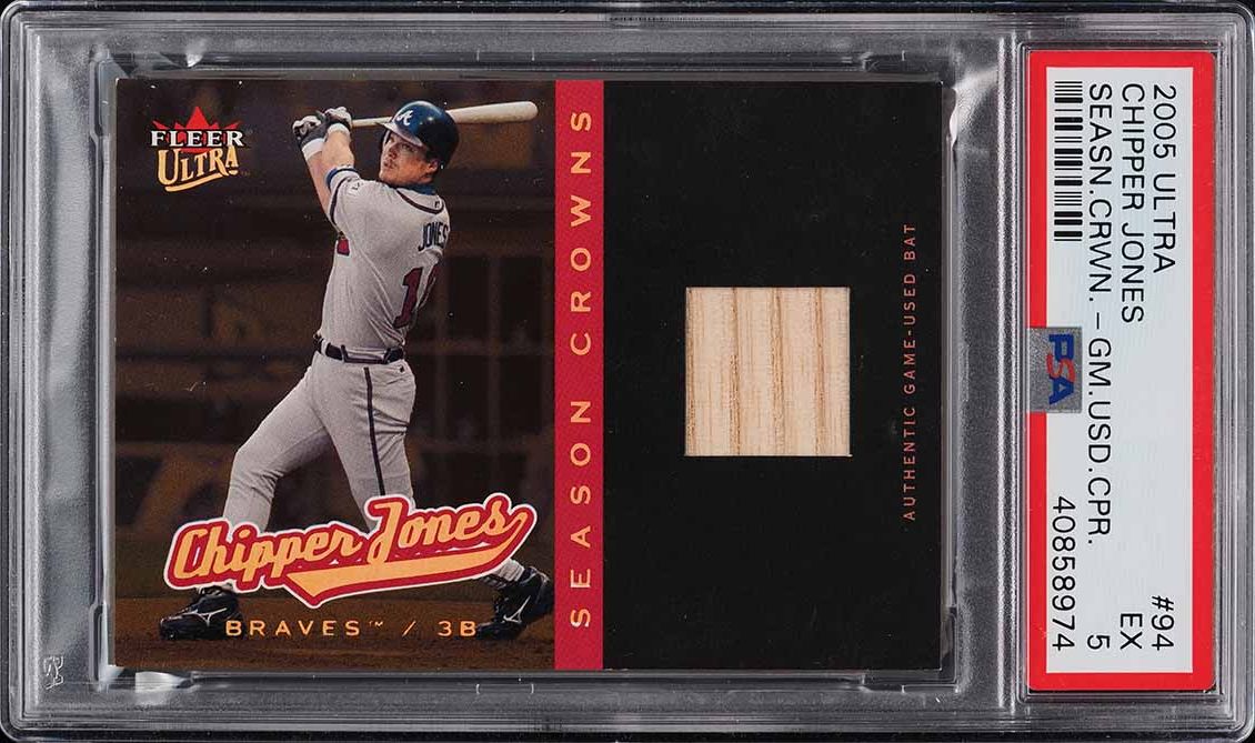 2005 Ultra Season Crowns Season Copper Chipper Jones BAT PATCH /399 #94 PSA 5 EX