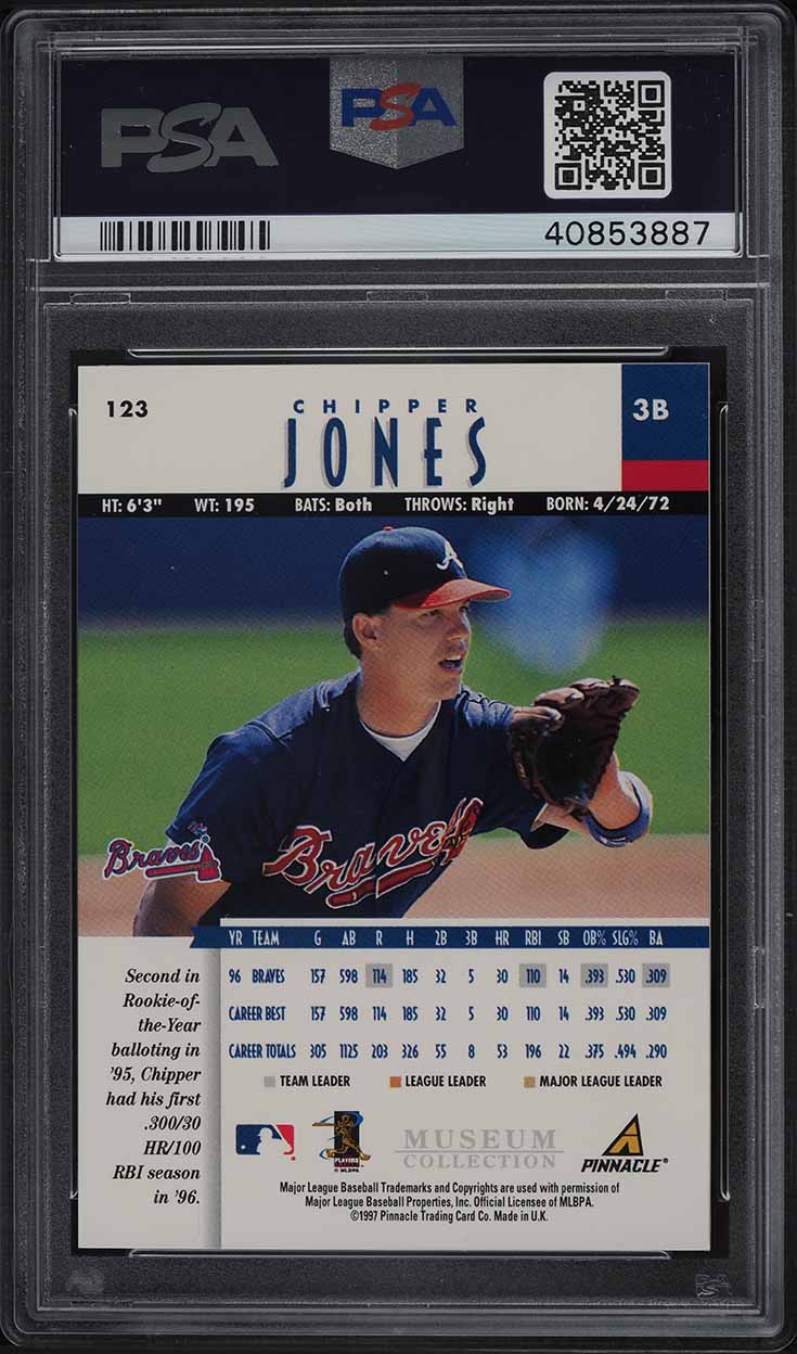1997 New Pinnacle Museum Collection Chipper Jones #123 PSA 10 GEM MINT