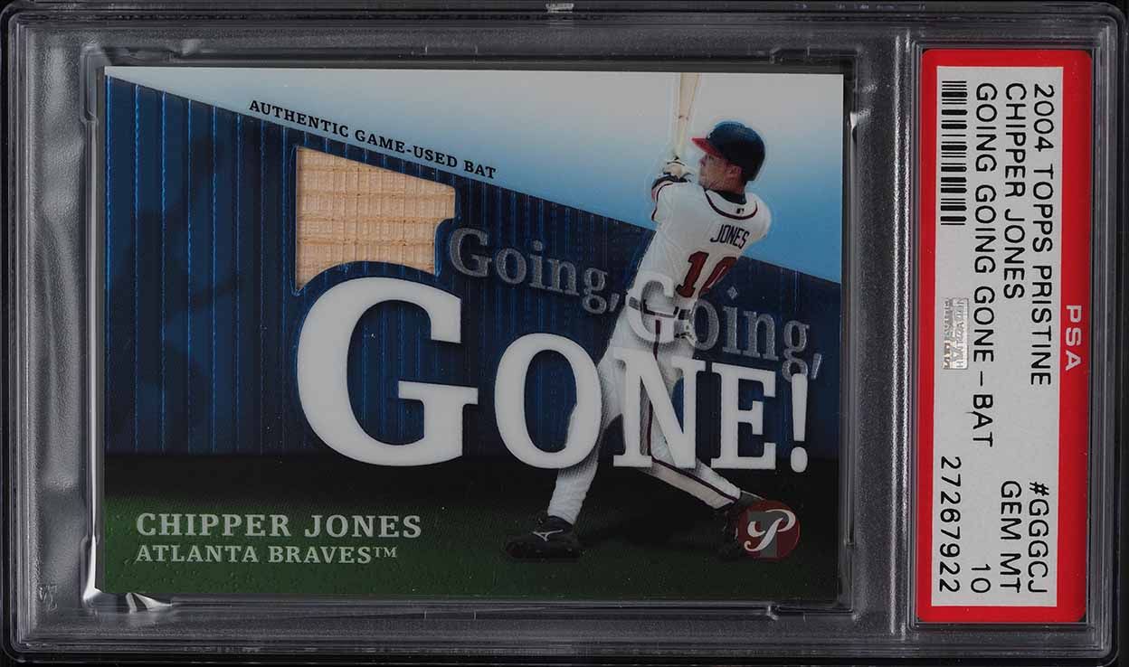 2004 Topps Pristine Going Going Gone Chipper Jones BAT PATCH #GGGCJ PSA 10 GEM