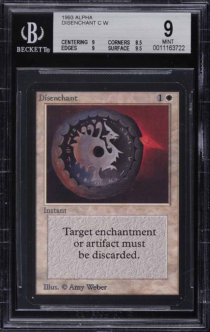 1993 Magic The Gathering MTG Alpha Disenchant C W BGS 9 MINT