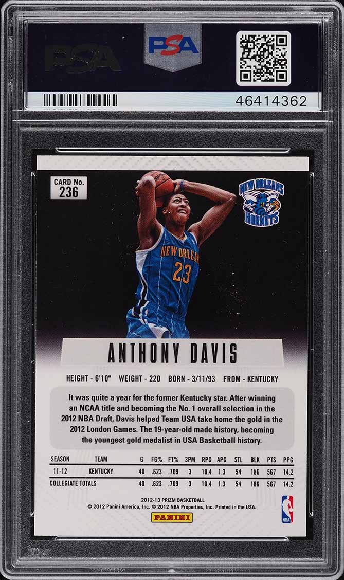 2012 Panini Prizm Silver Anthony Davis ROOKIE #236 PSA 9 MINT