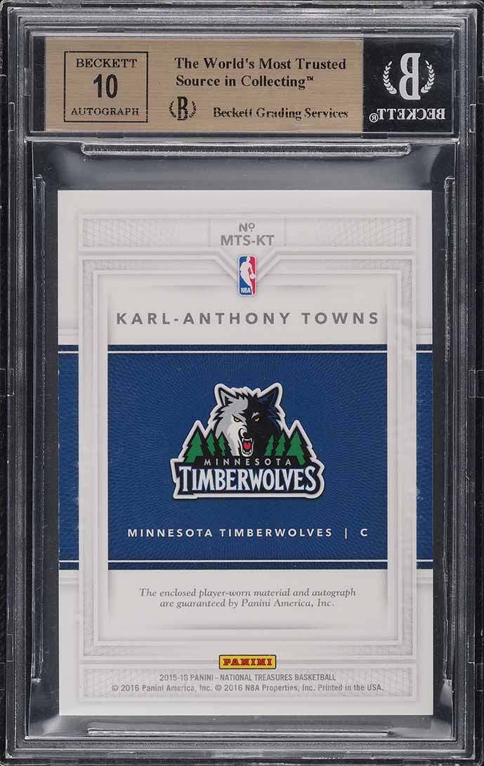 2015 National Treasures Karl-Anthony Towns ROOKIE RC PATCH AUTO