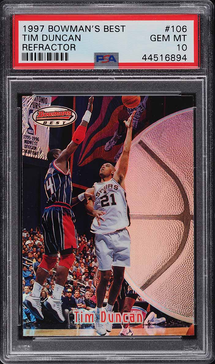 1997 Bowman's Best Refractor Tim Duncan ROOKIE #106 PSA 10 GEM MINT