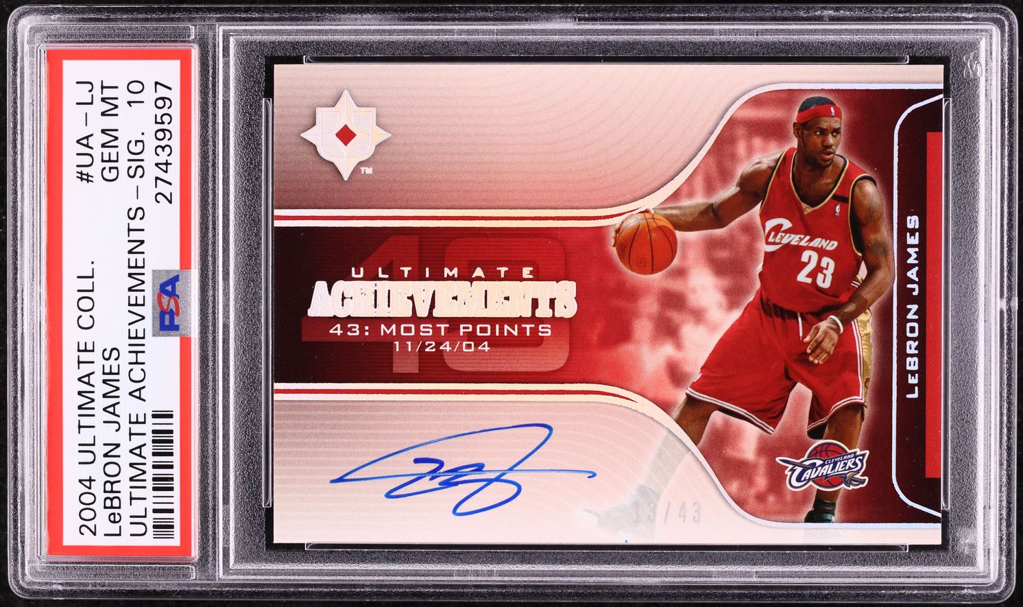 2004 Ultimate Collection Achievements LeBron James AUTO /43 #UA-LJ PSA 10 GEM