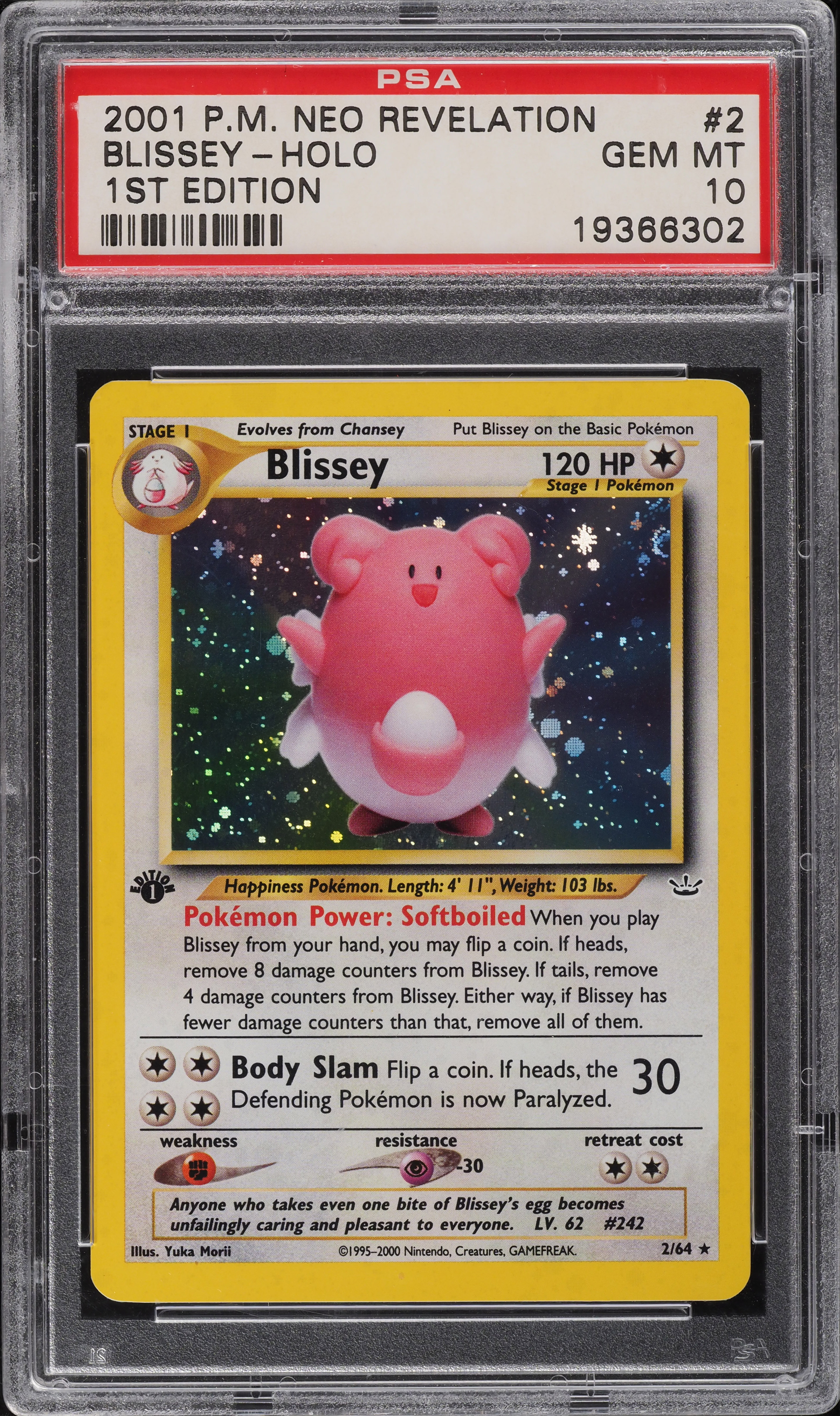 2001 Pokemon Neo Revelation 1st Edition Holo Blissey #2 PSA 10 GEM