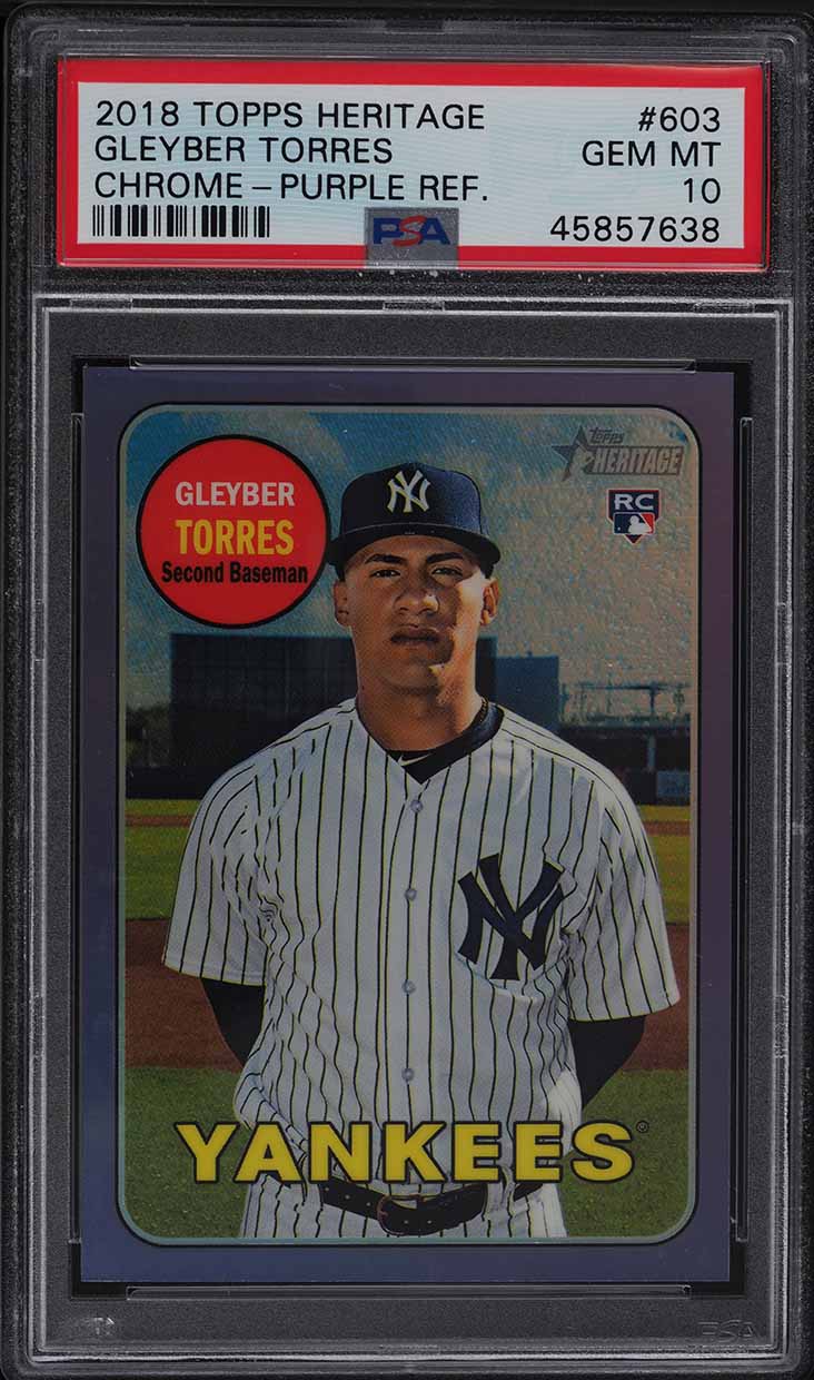 2018 Topps Heritage Chrome Purple Refractor Gleyber Torres ROOKIE