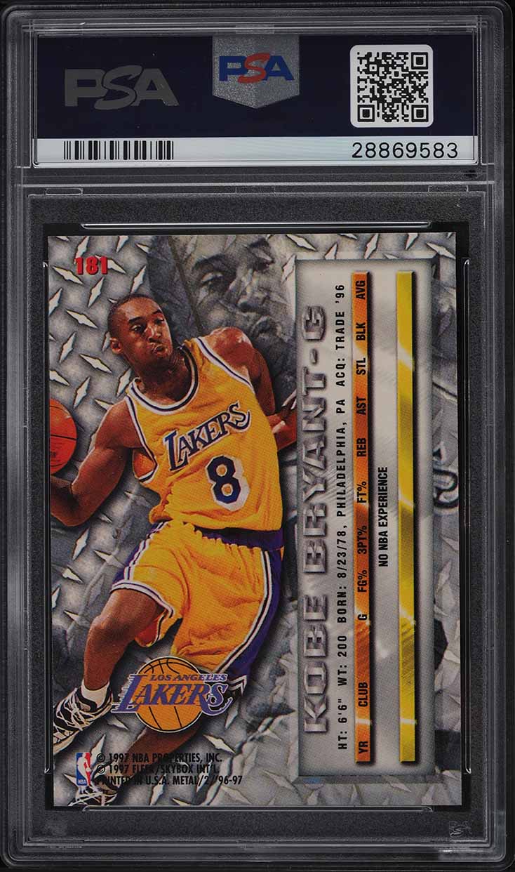 1996 Metal Basketball Kobe Bryant ROOKIE #181 PSA 10 GEM MINT