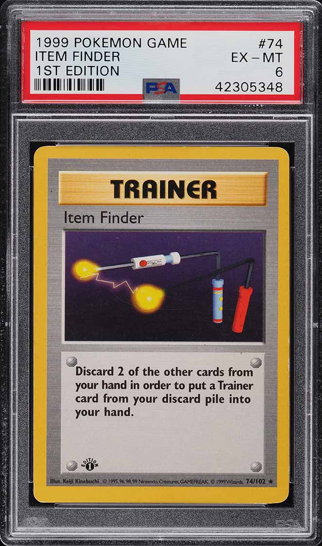 1999 Pokemon Base Set Shadowless 1st Edition Item Finder #74 PSA 6 EXMT