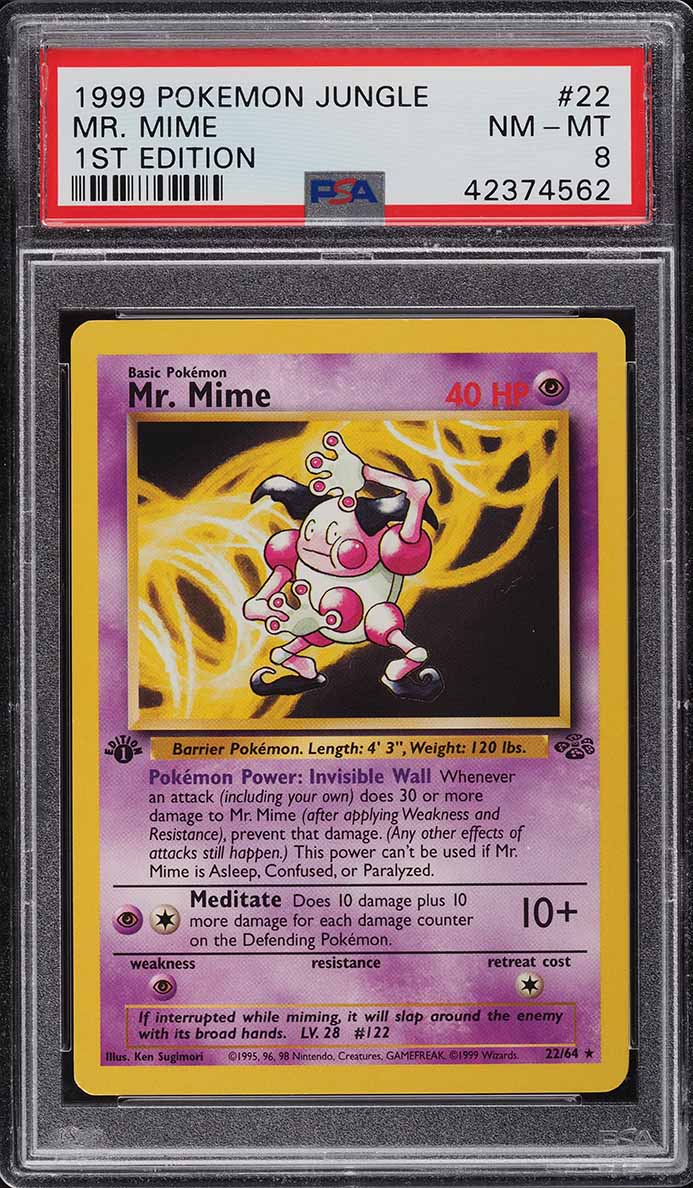 1999 Pokemon Jungle 1st Edition Mr. Mime #22 PSA 8 NM-MT