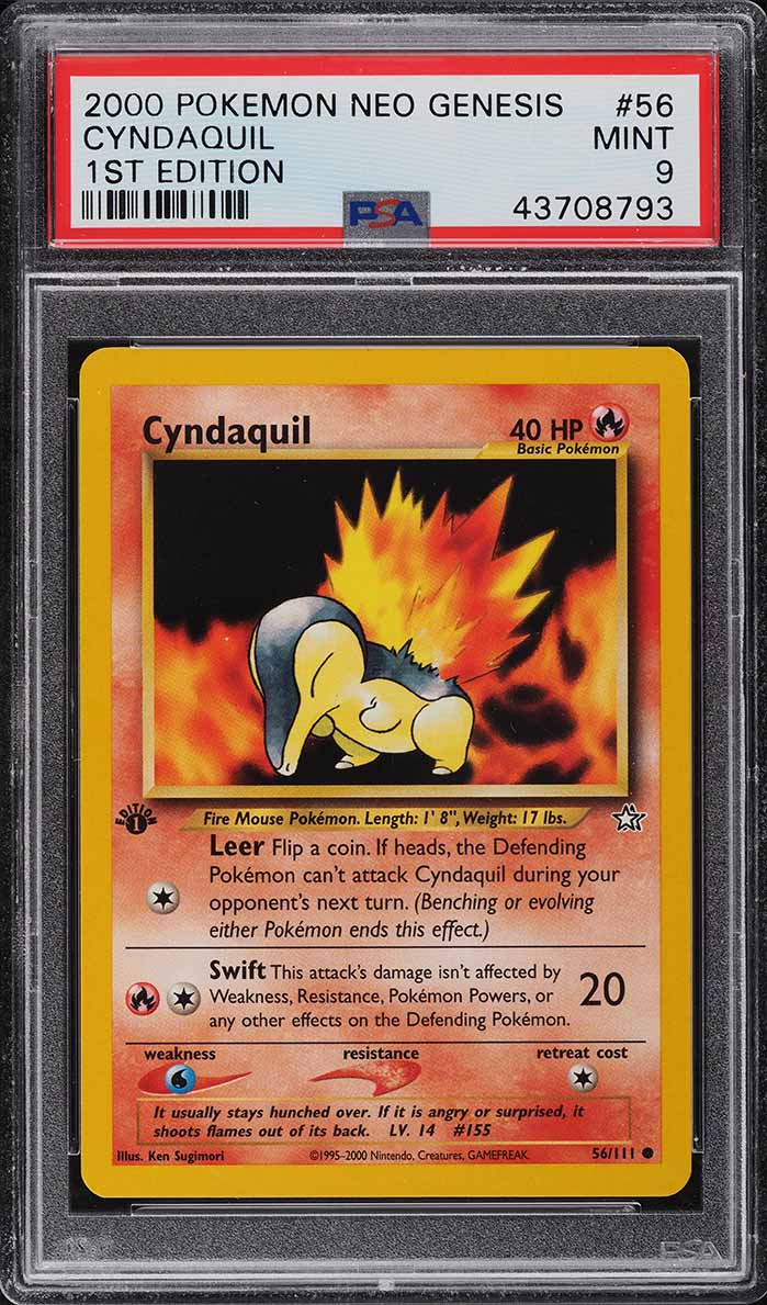 2000 Pokemon Neo Genesis 1st Edition Cyndaquil #56 PSA 9 MINT