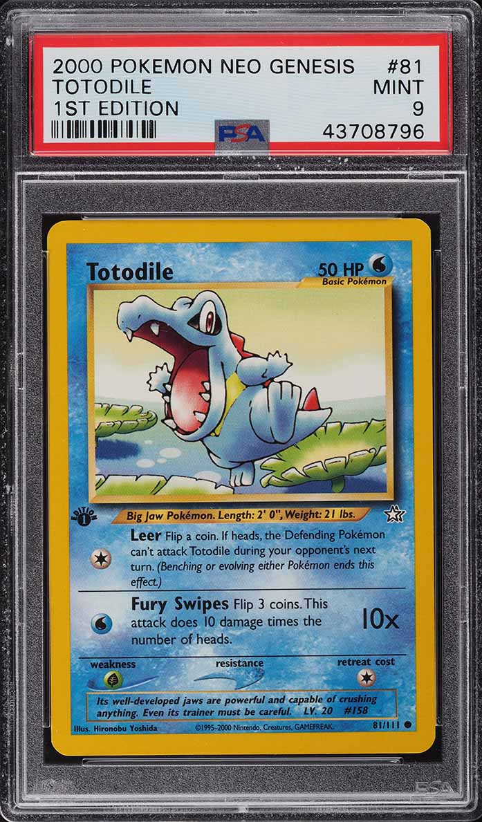 2000 Pokemon Neo Genesis 1st Edition Totodile #81 PSA 9 MINT