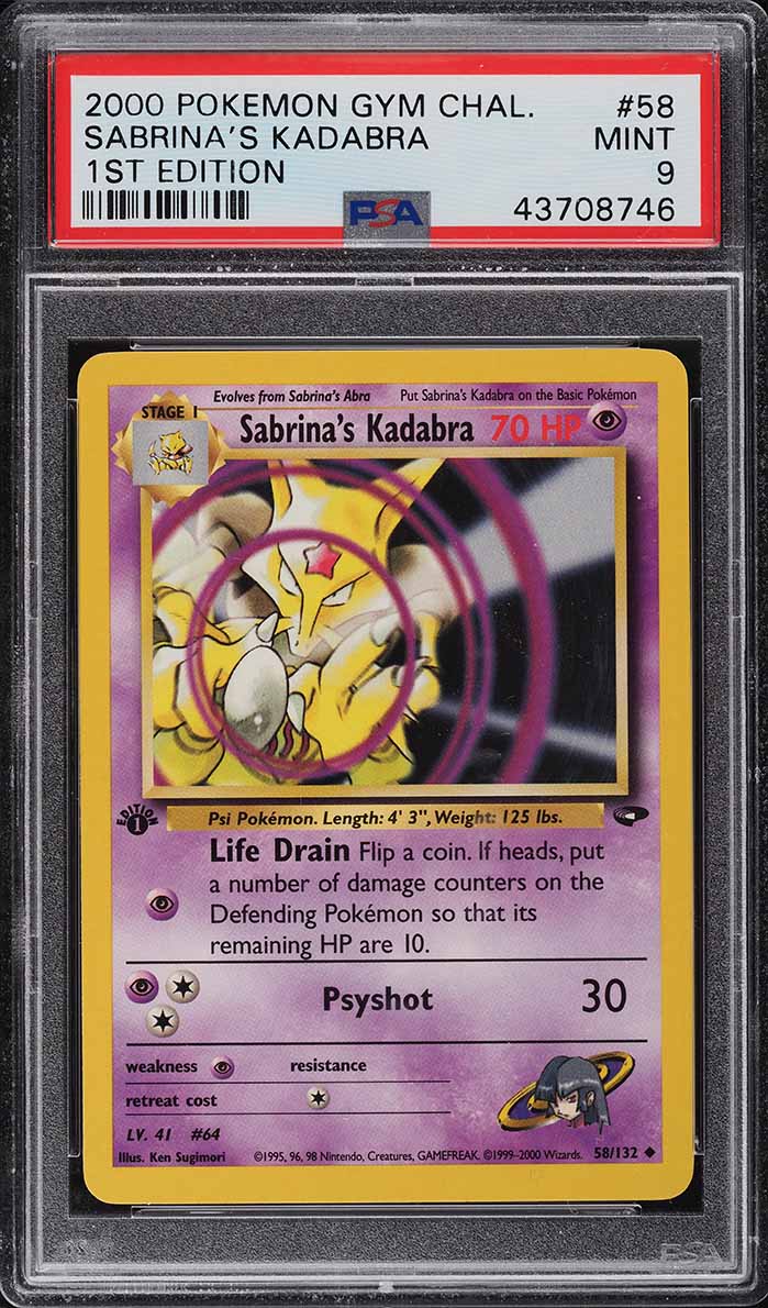 2000 Pokemon Gym Challenge 1st Edition Sabrina's Kadabra #58 PSA 9
