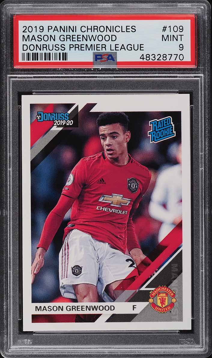 2019 Panini Chronicles Donruss Mason Greenwood ROOKIE #109 PSA 9 MINT