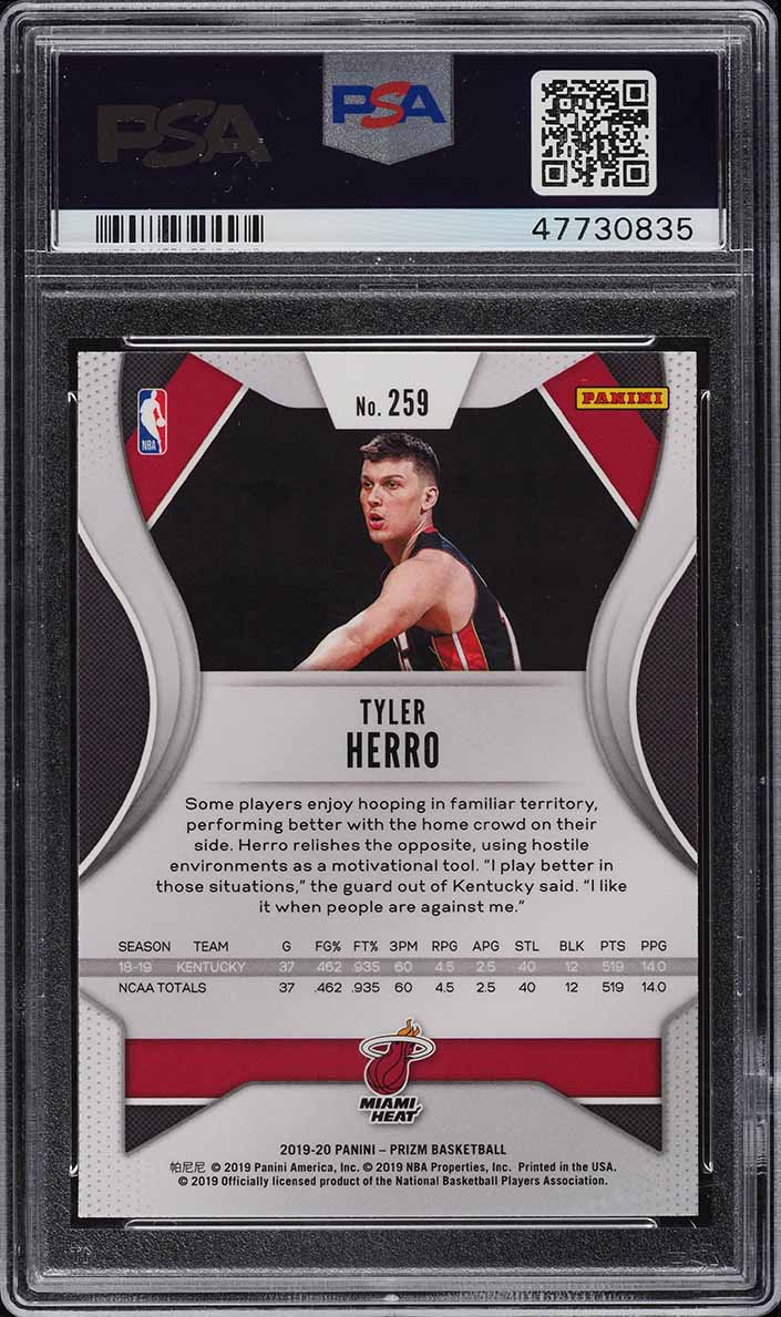 2019 Panini Prizm Tyler Herro ROOKIE RC #259 PSA 10 GEM MINT on