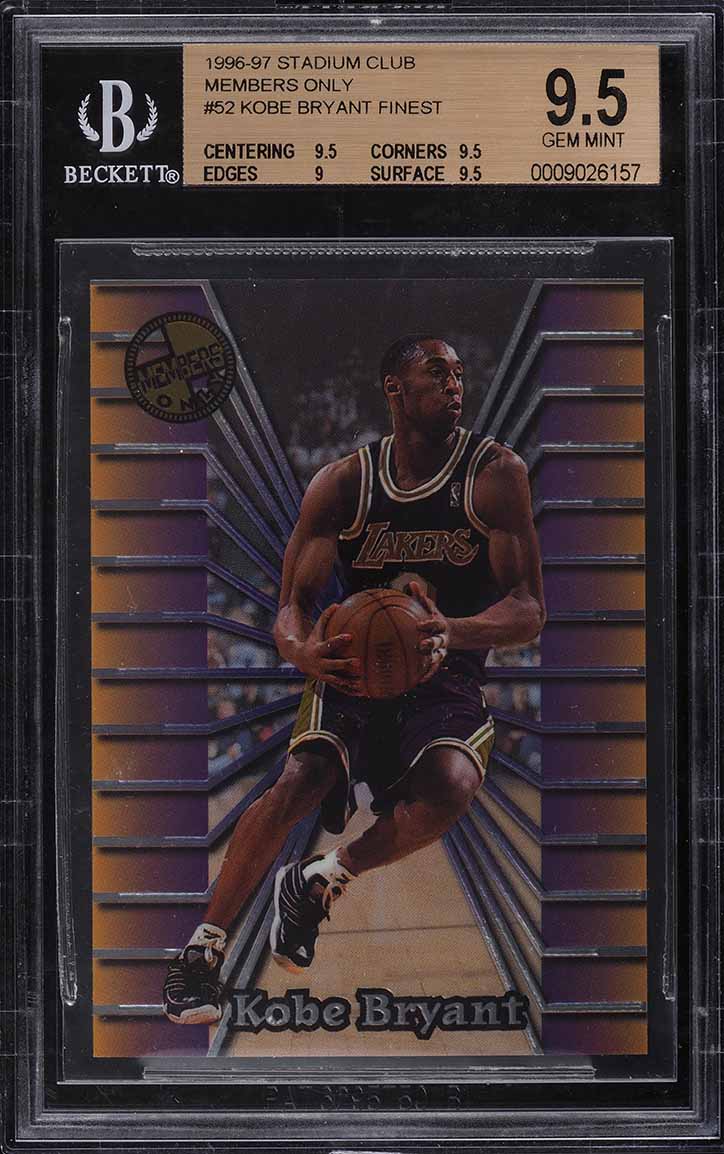 1996 Stadium Club Members Only Finest Kobe Bryant ROOKIE #52 BGS 9.5 GEM MINT