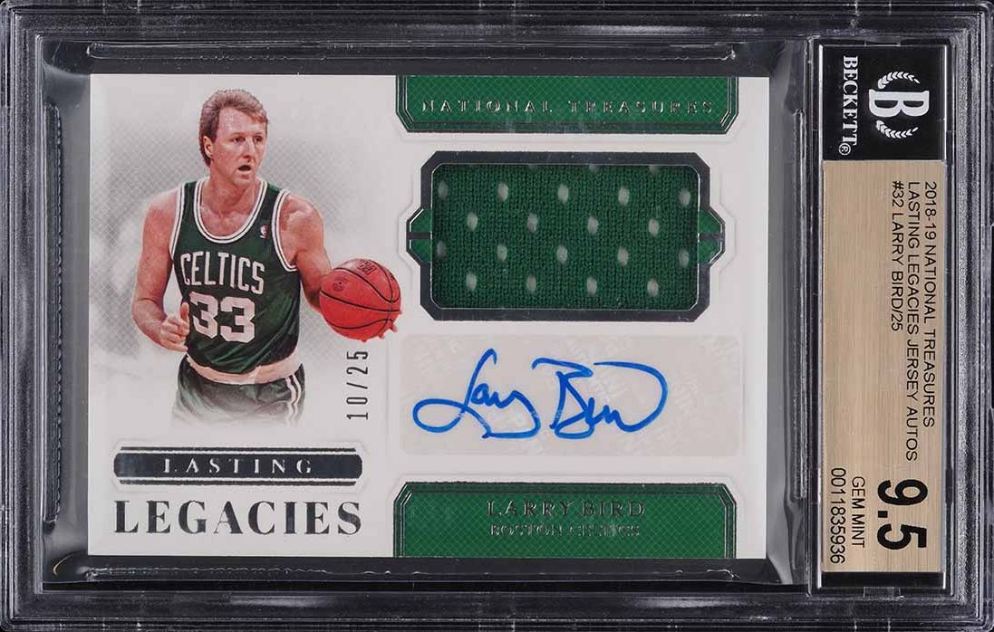 2018 National Treasures Lasting Legacies Larry Bird PATCH AUTO /25 #32 BGS 9.5