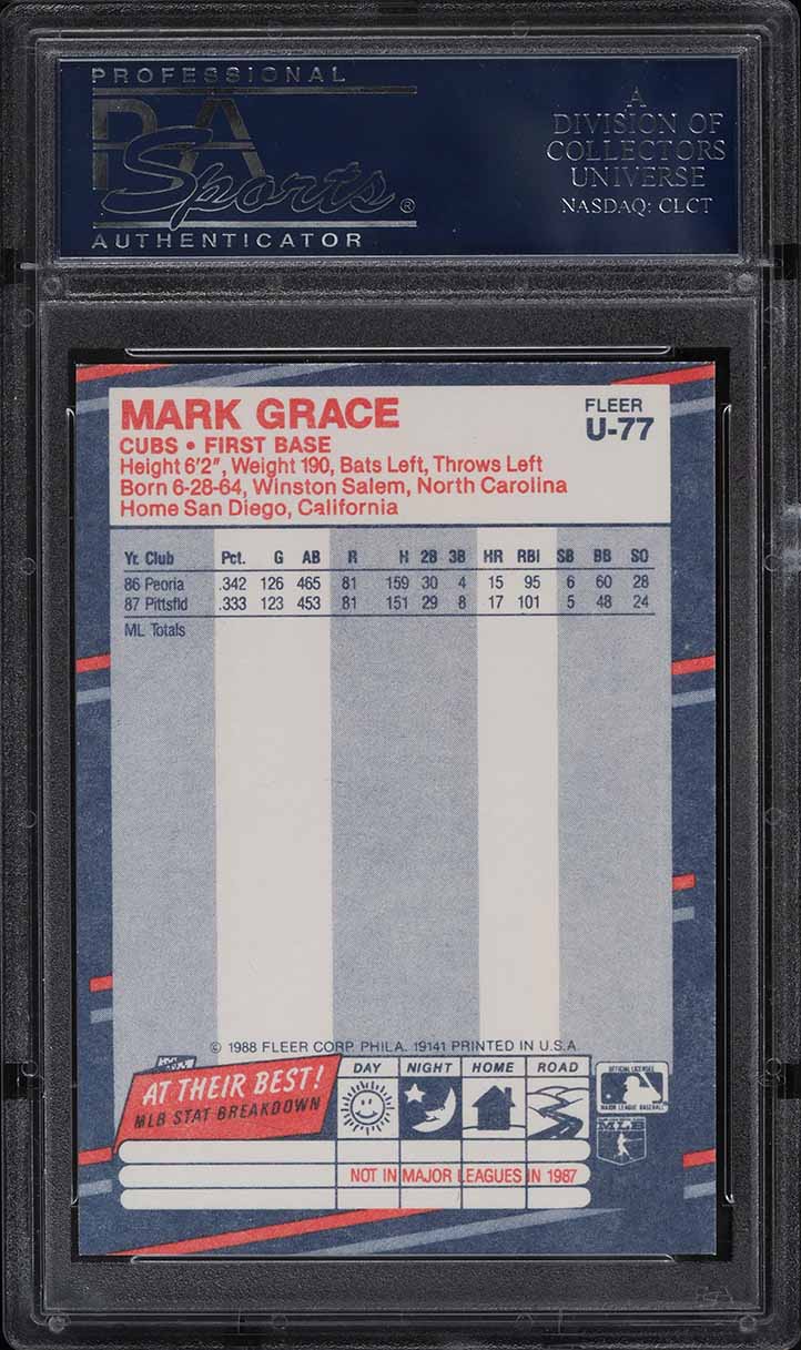 1988 Fleer Update Mark Grace ROOKIE #U-77 PSA 10 GEM MINT
