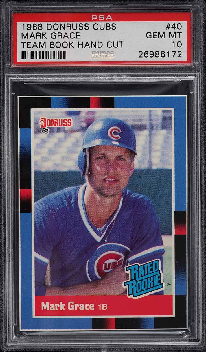 1988 Donruss Cubs Team Book Hand Cut Mark Grace ROOKIE #40 PSA 10 GEM MINT