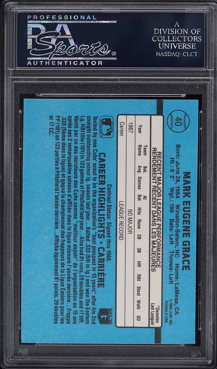 1988 Leaf Mark Grace ROOKIE #40 PSA 10 GEM MINT