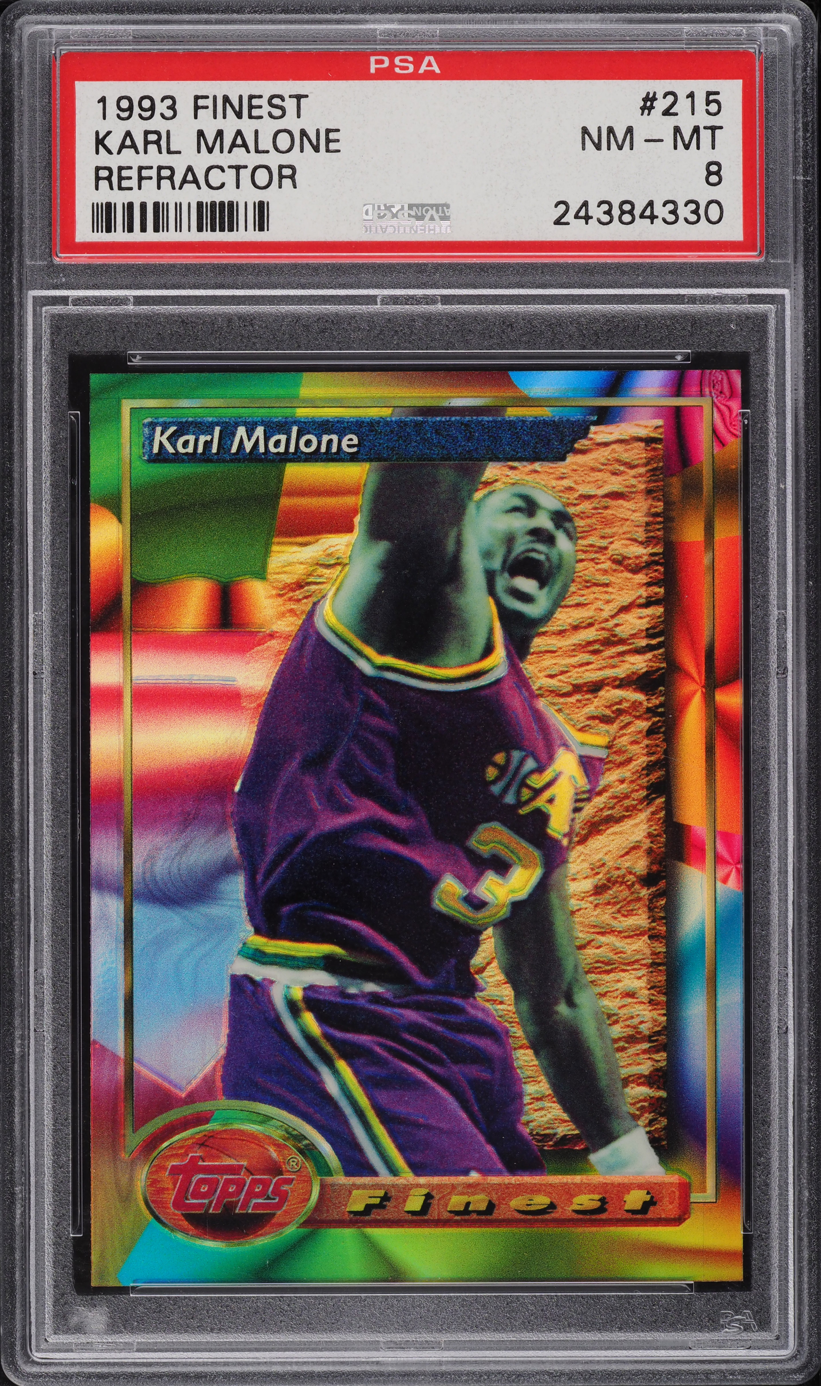 1993 Finest Refractor Karl Malone #215 PSA 8 NM-MT on Fanatics Collect