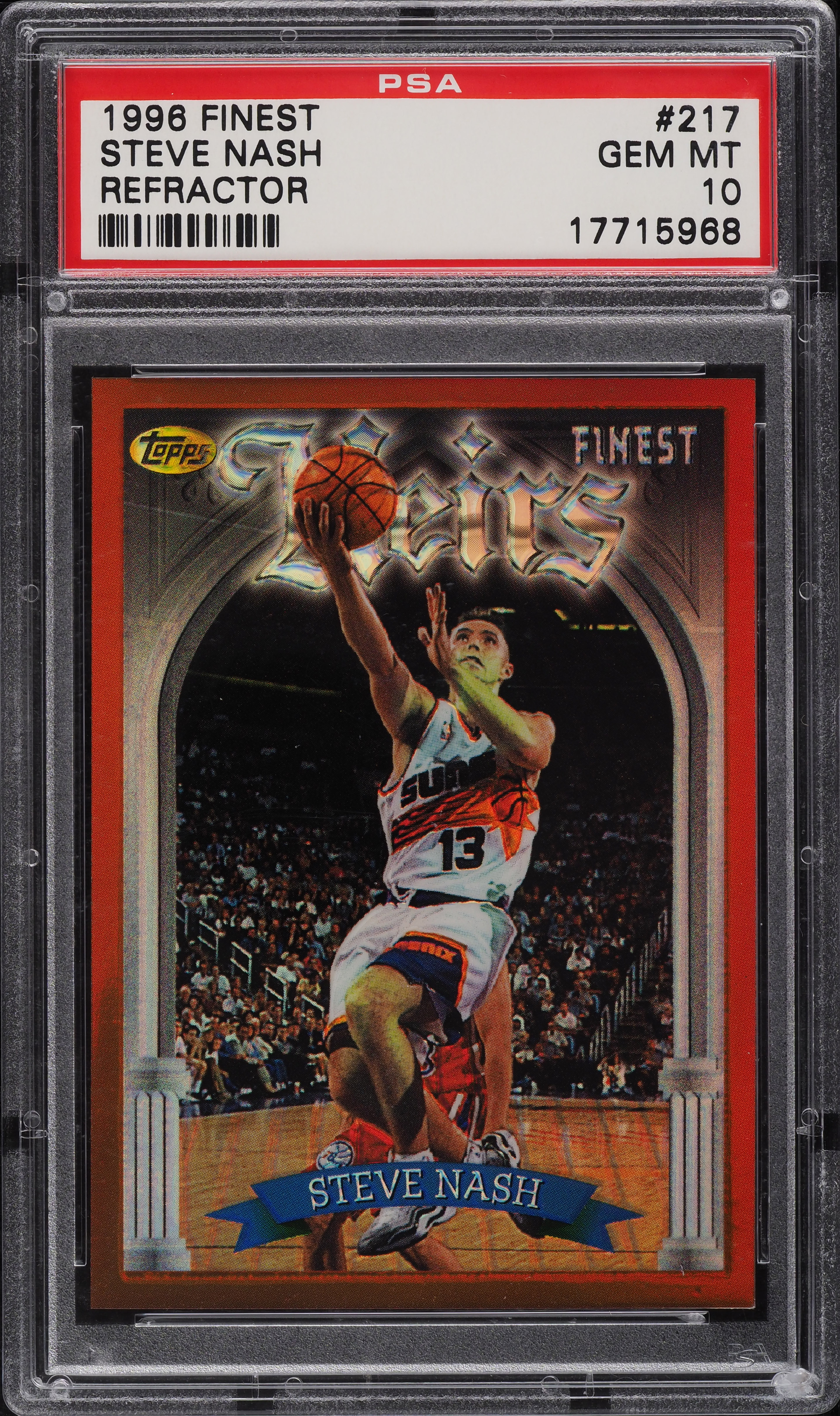 1996 Finest Refractor Steve Nash ROOKIE #217 PSA 10 GEM MINT on