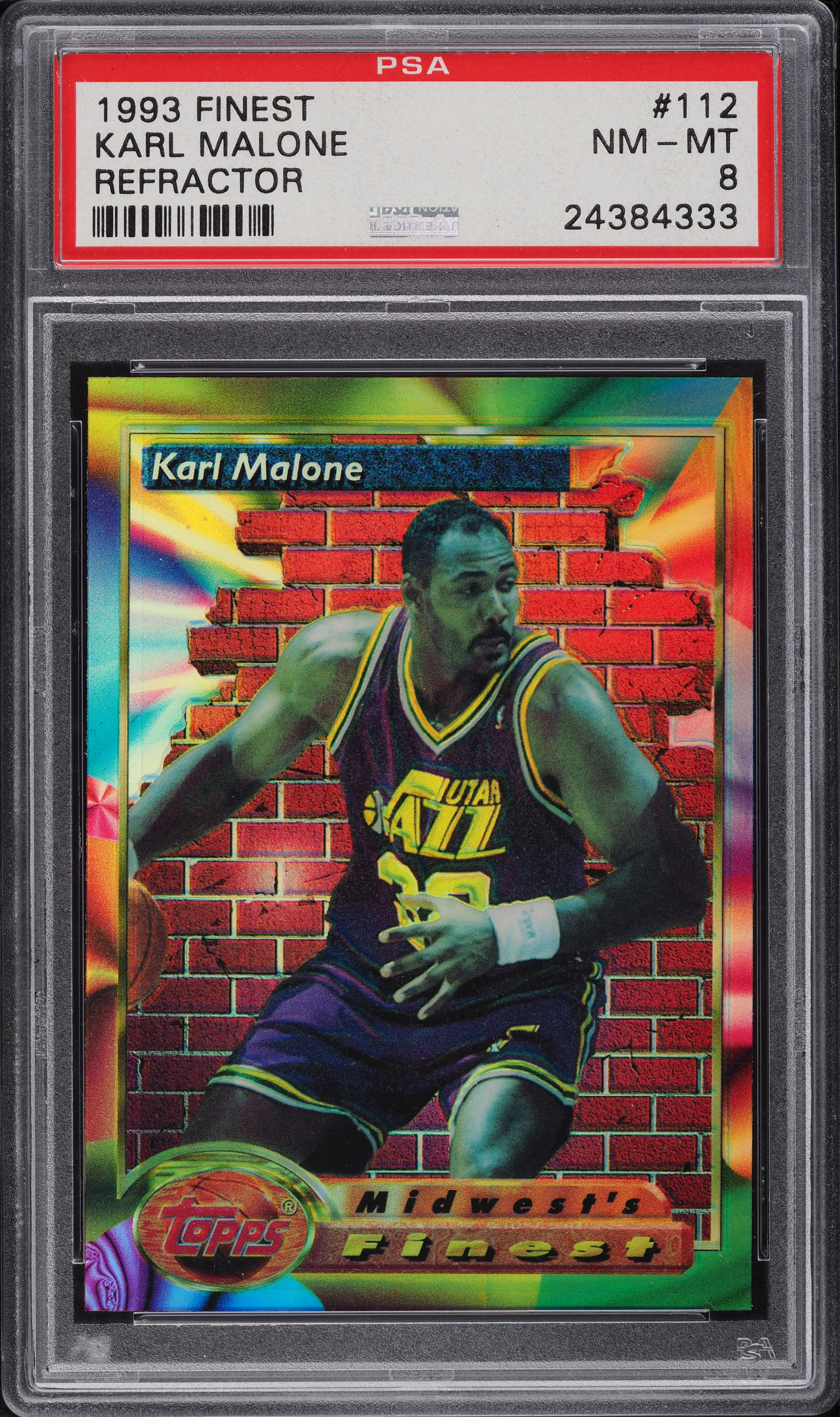 1993 Finest Refractor Karl Malone #112 PSA 8 NM-MT on Fanatics Collect