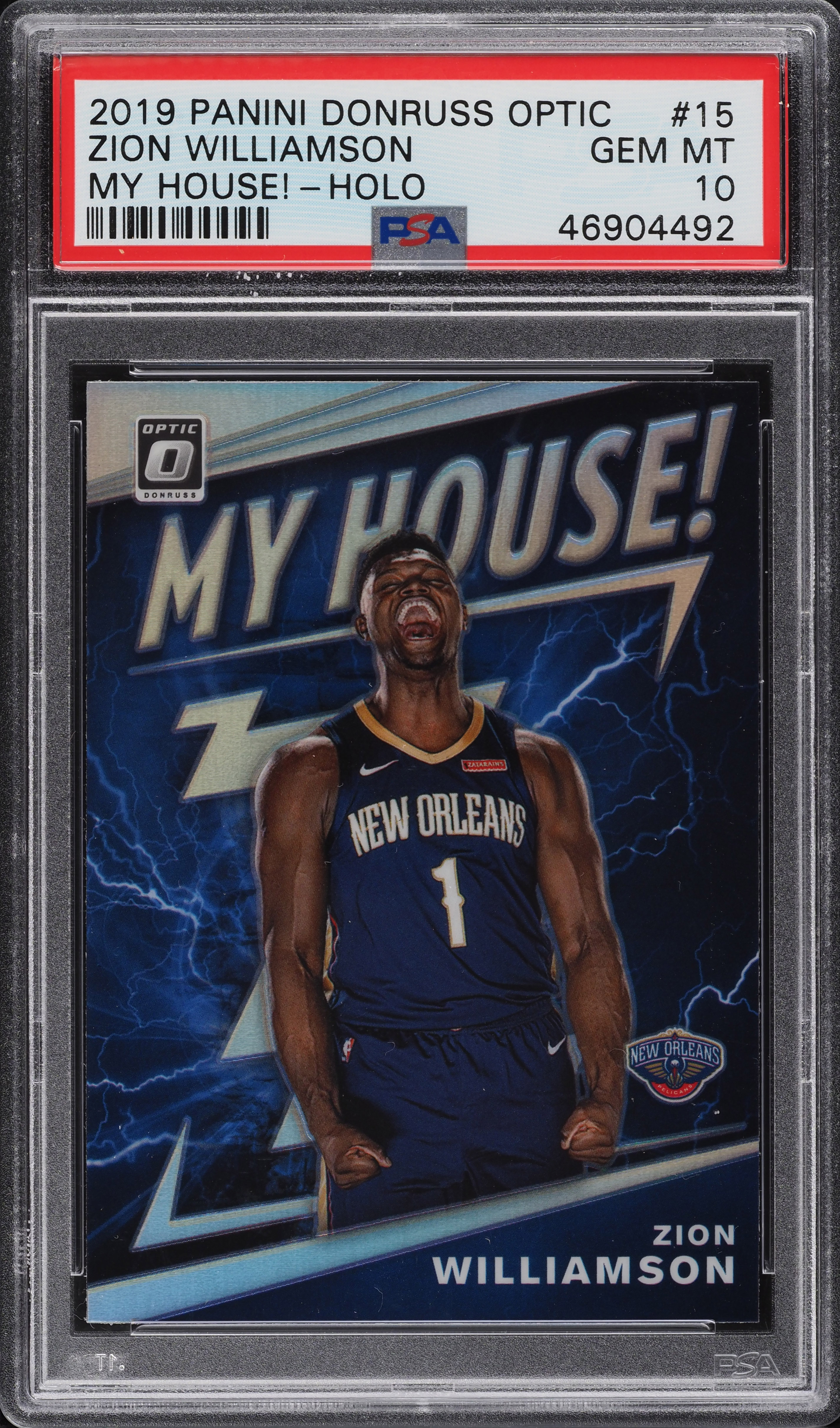 2019 Donruss Optic My House! Holo Zion Williamson ROOKIE #15 PSA