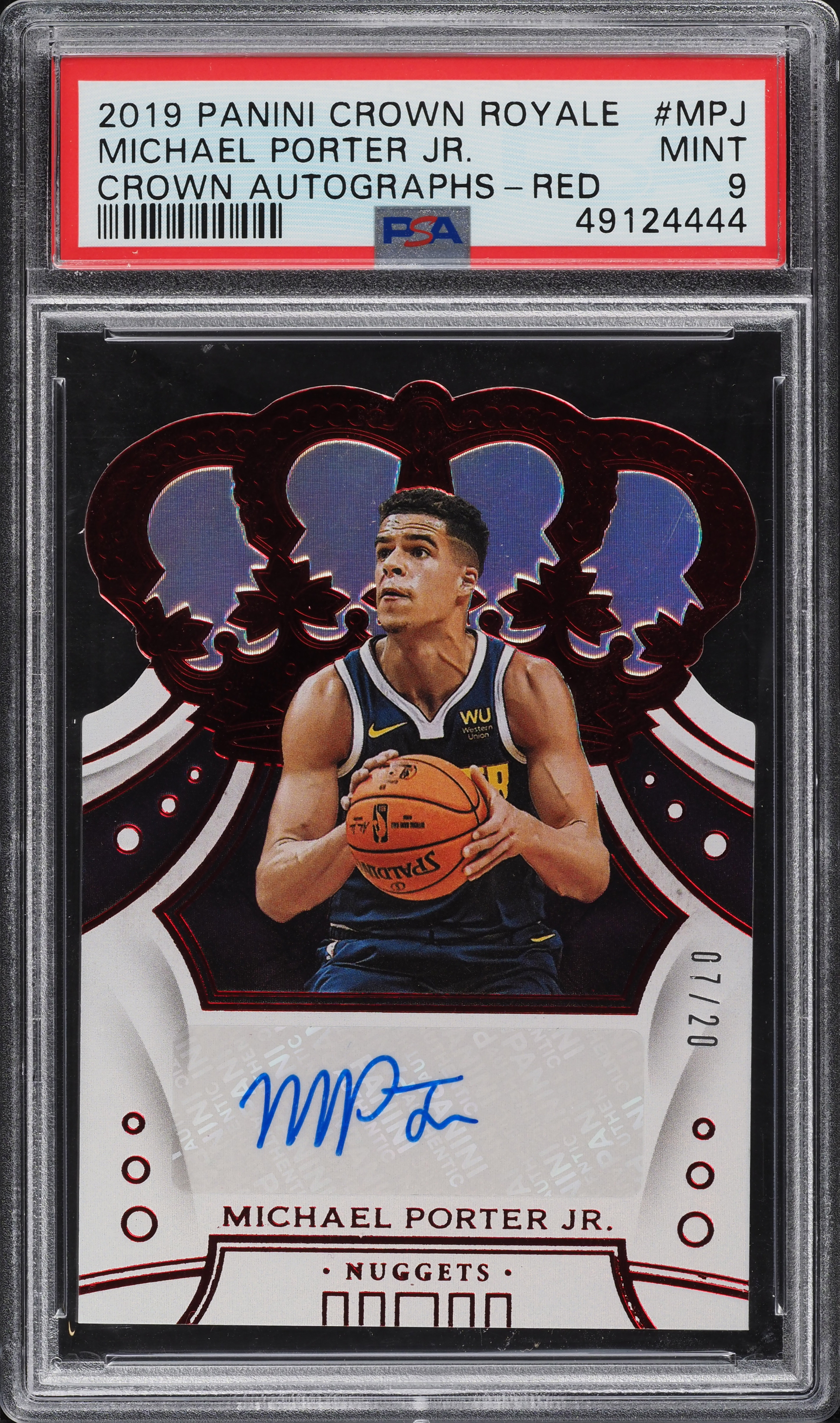 2019 Panini Crown Royale Red Michael Porter Jr. ROOKIE RC AUTO /20