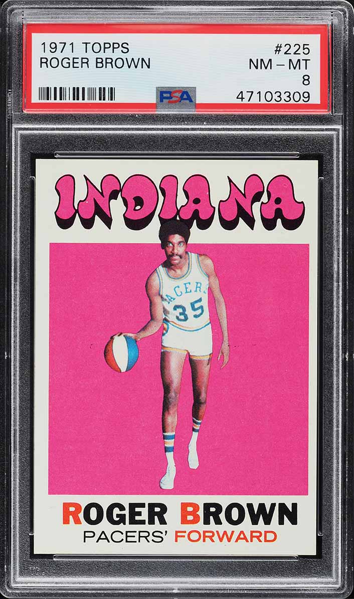 1971 Topps Basketball Roger Brown ROOKIE #225 PSA 8 NM-MT