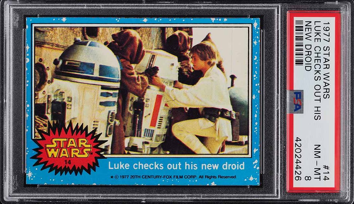 1977 Topps Star Wars Luke Checks Out His New Droid #14 PSA 8 NM-MT