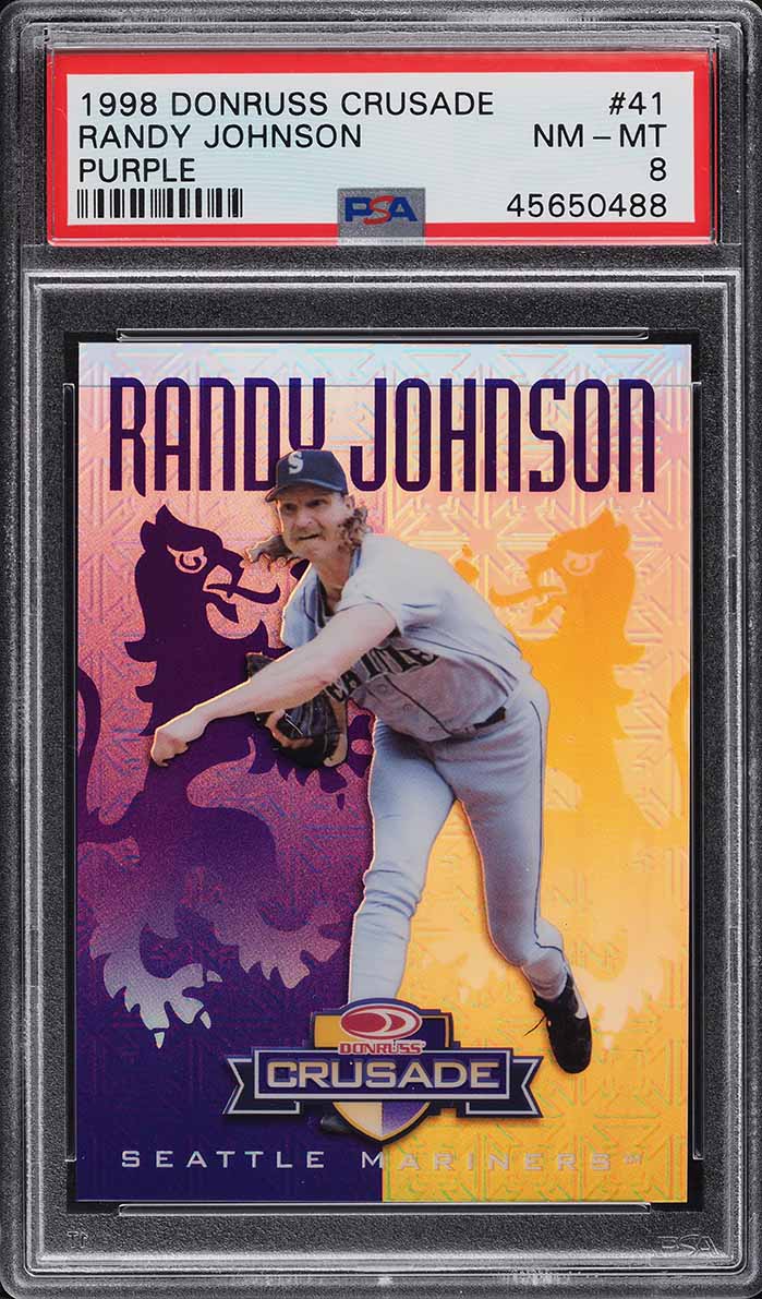 1998 Donruss Crusade Purple Randy Johnson /100 #41 PSA 8 NM-MT on ...