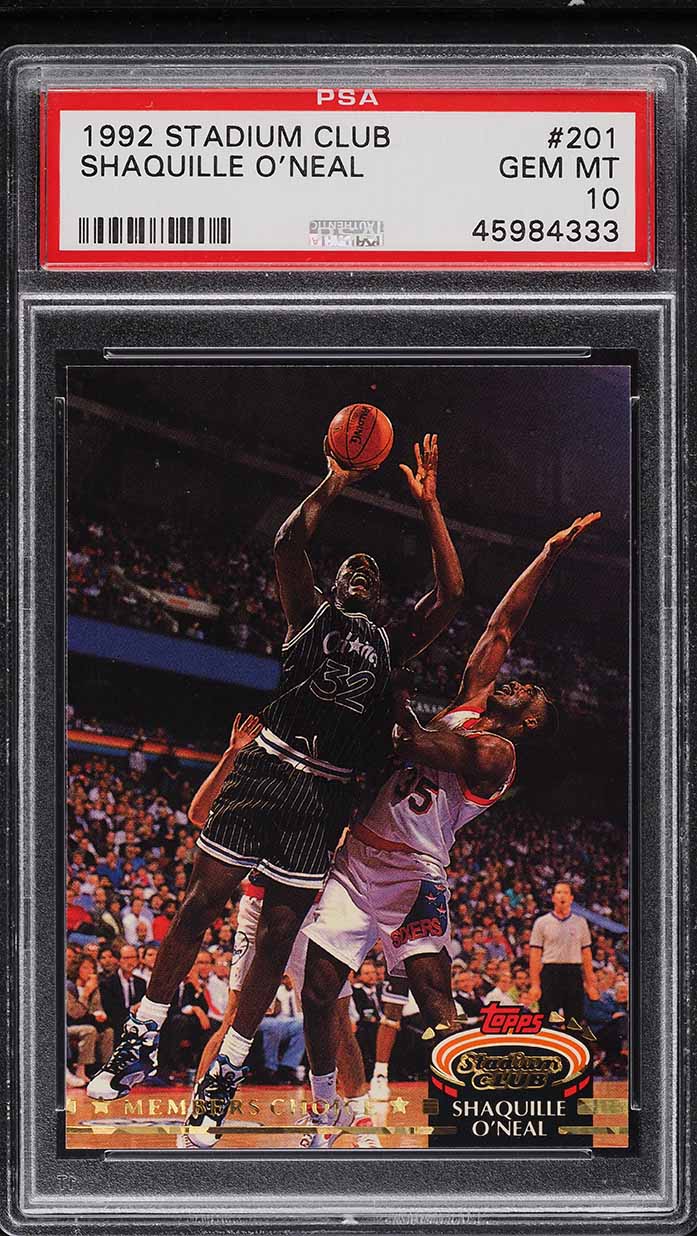 1992 Stadium Club Member's Choice Shaquille O'Neal ROOKIE #201 PSA