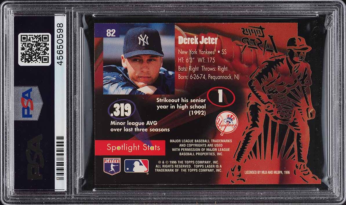 1996 Topps Laser Die-Cut Derek Jeter ROOKIE #82 PSA 9 MINT