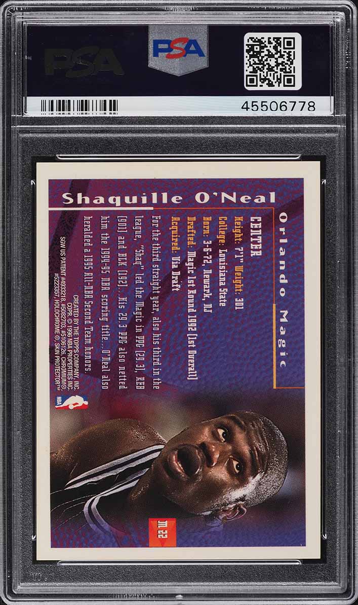1995 Finest Mystery Borderless Refractor Shaquille O'Neal #M22 PSA