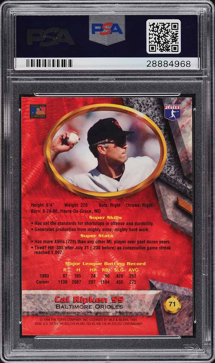 1994 Bowman's Best Red Refractor Cal Ripken Jr. #71 PSA 9 MINT