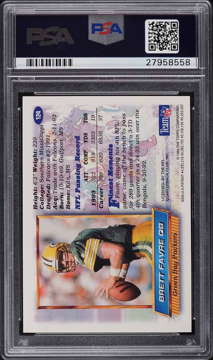 1994 Finest Refractor Brett Favre #124 PSA 9 MINT