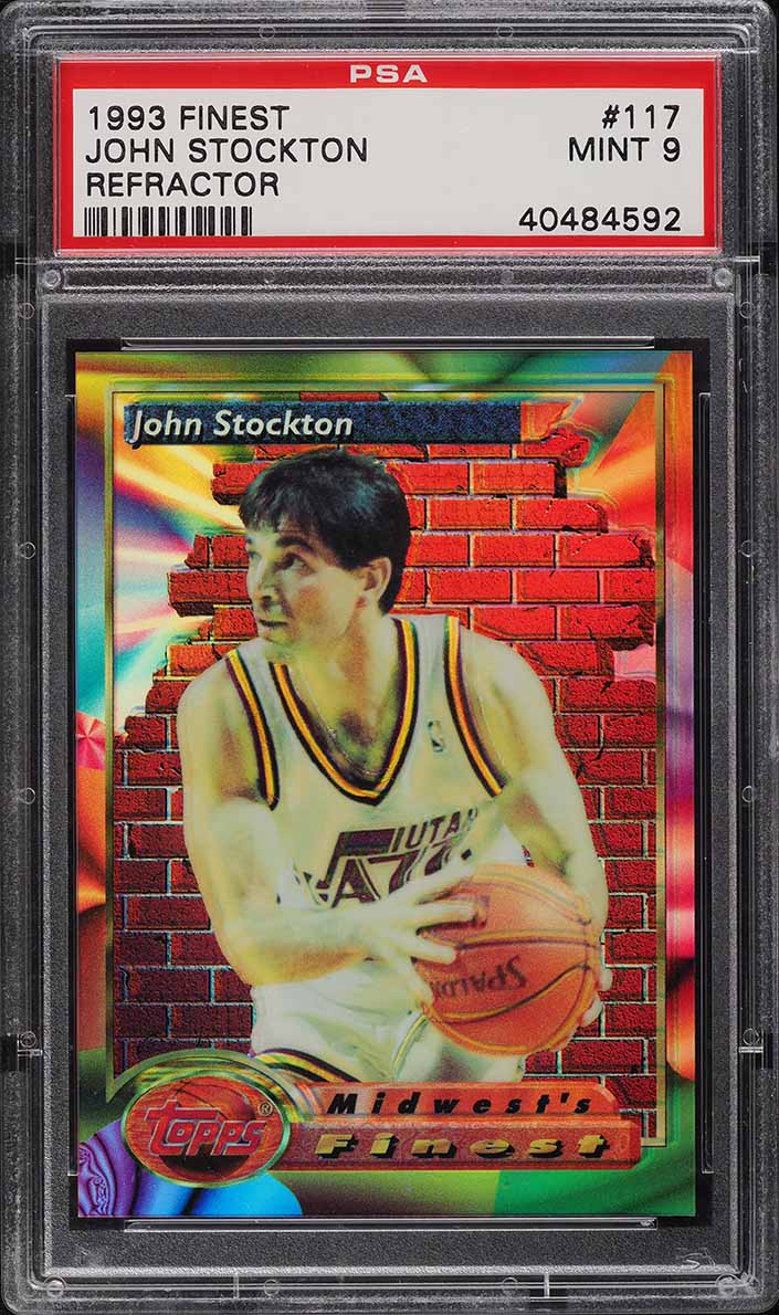 1993 Finest Refractor John Stockton #117 PSA 9 MINT