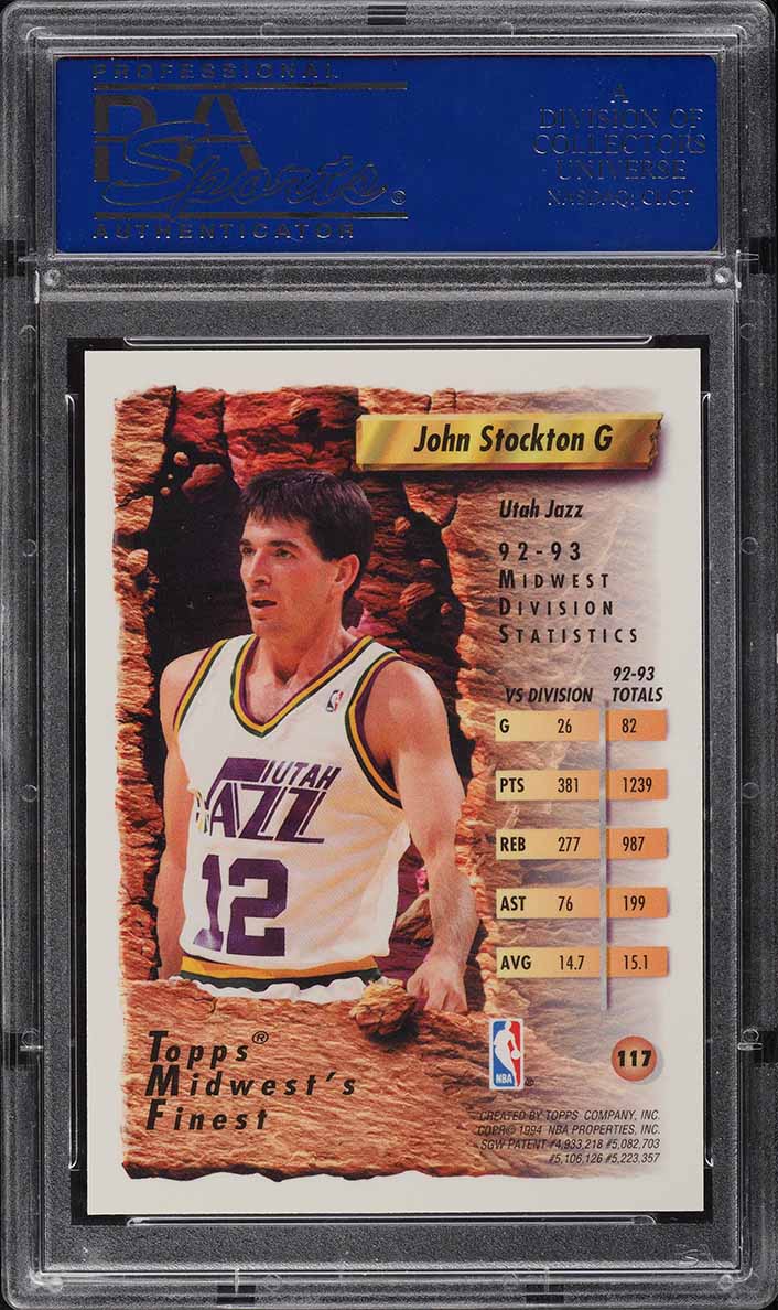 1993 Finest Refractor John Stockton #117 PSA 9 MINT
