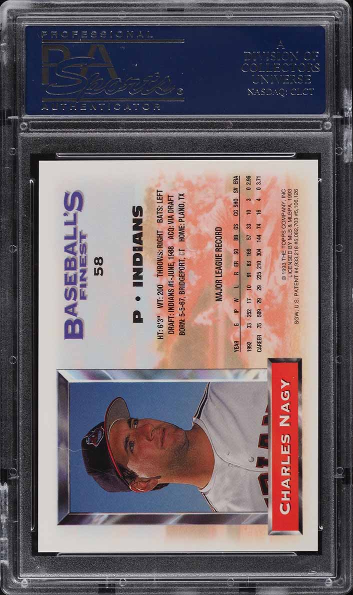 1993 Finest Refractor Charles Nagy #58 PSA 9 MINT