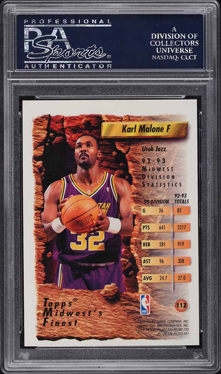 1993 Finest Refractor Karl Malone #112 PSA 8 NM-MT on Fanatics Collect