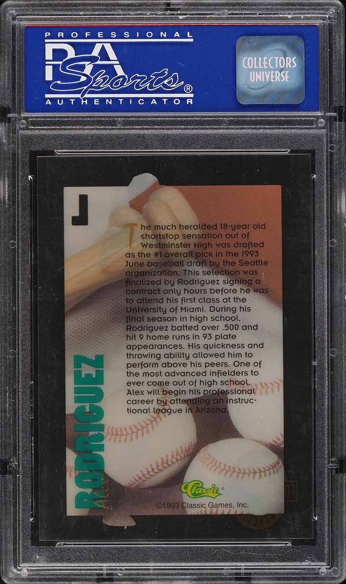 1993 Classic 4 Sport Acetates Alex Rodriguez ROOKIE PSA 10 GEM MINT