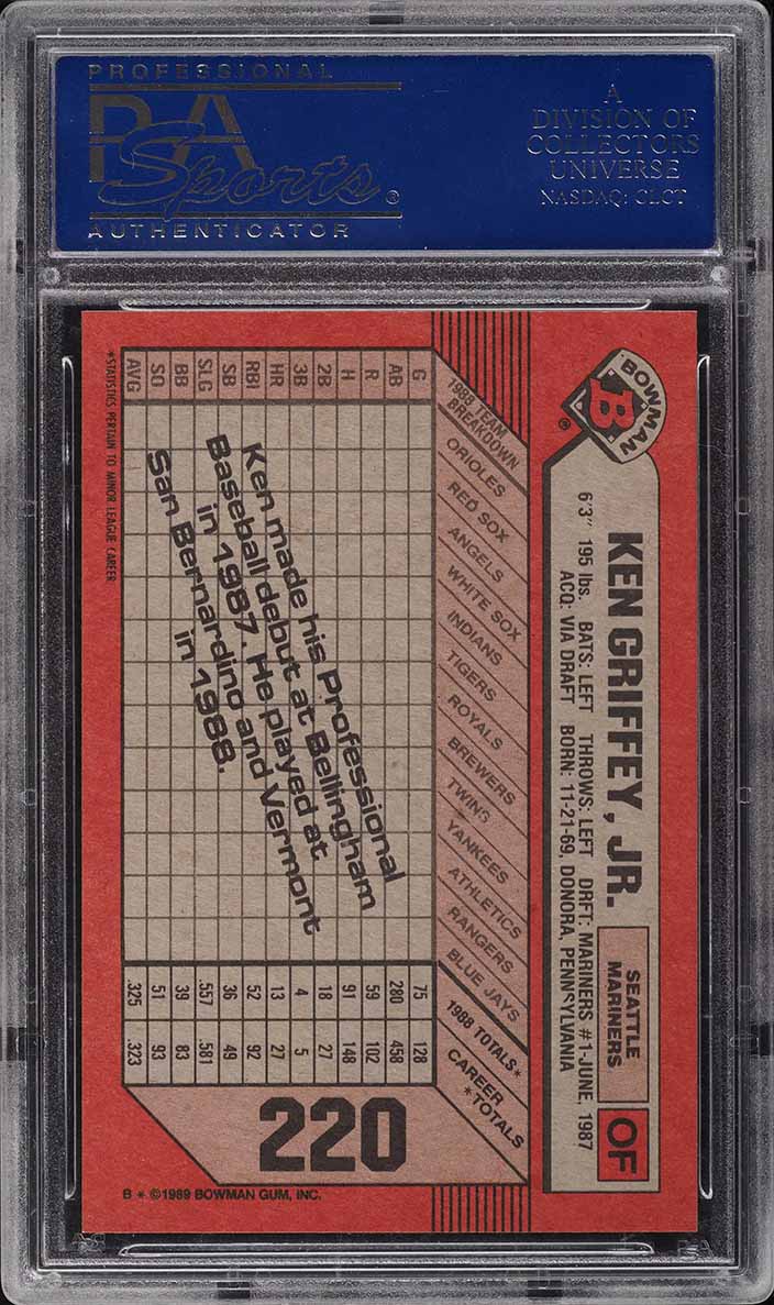 1989 Bowman Ken Griffey Jr. ROOKIE #220 PSA 10 GEM MINT