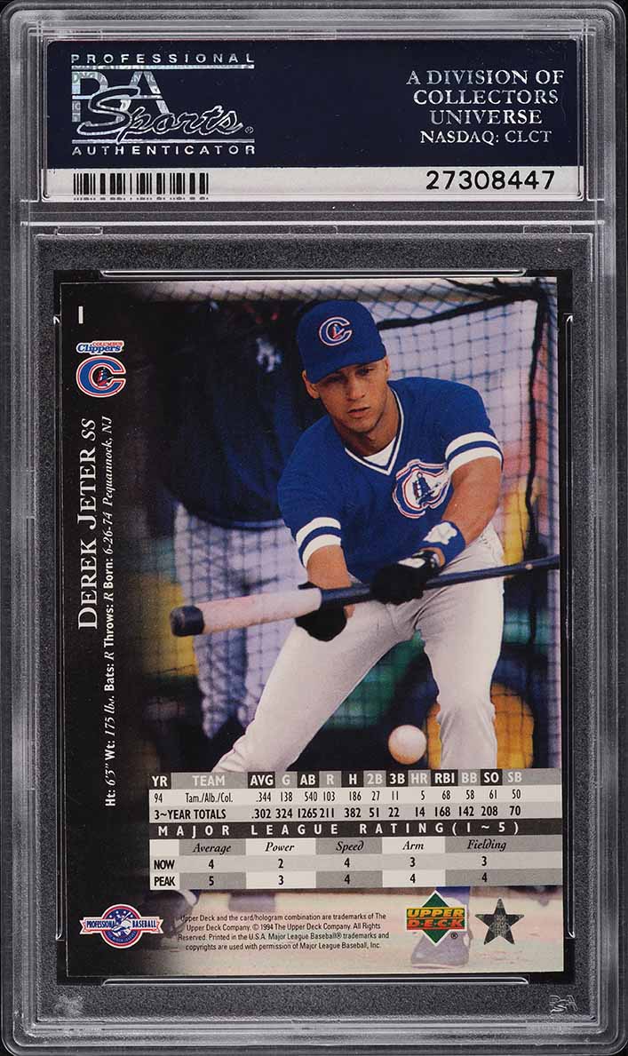 1995 Upper Deck Minor League Derek Jeter ROOKIE #1 PSA 10 GEM MINT