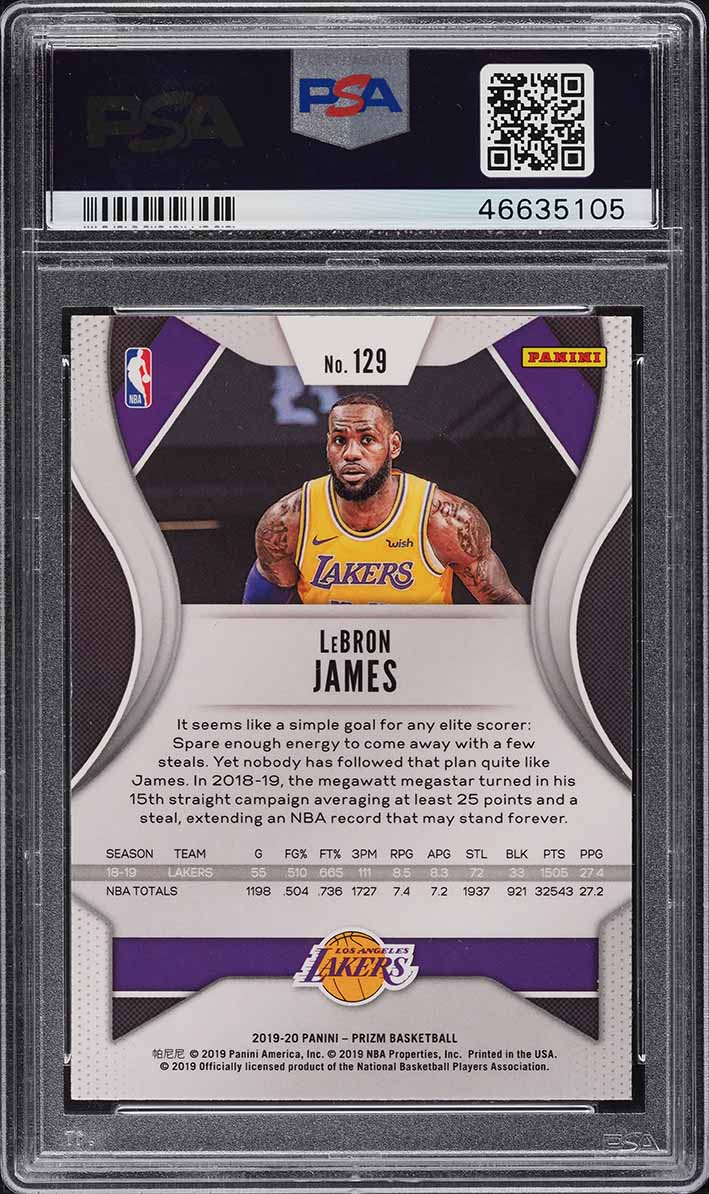 2019 Panini Prizm LeBron James #129 PSA 10 GEM MINT on Fanatics