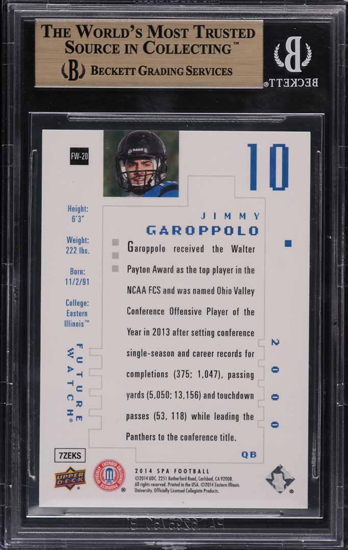 2014 SP Authentic Future Watch Jimmy Garoppolo ROOKIE RC /999 #FW-20 BGS 9.5 GEM