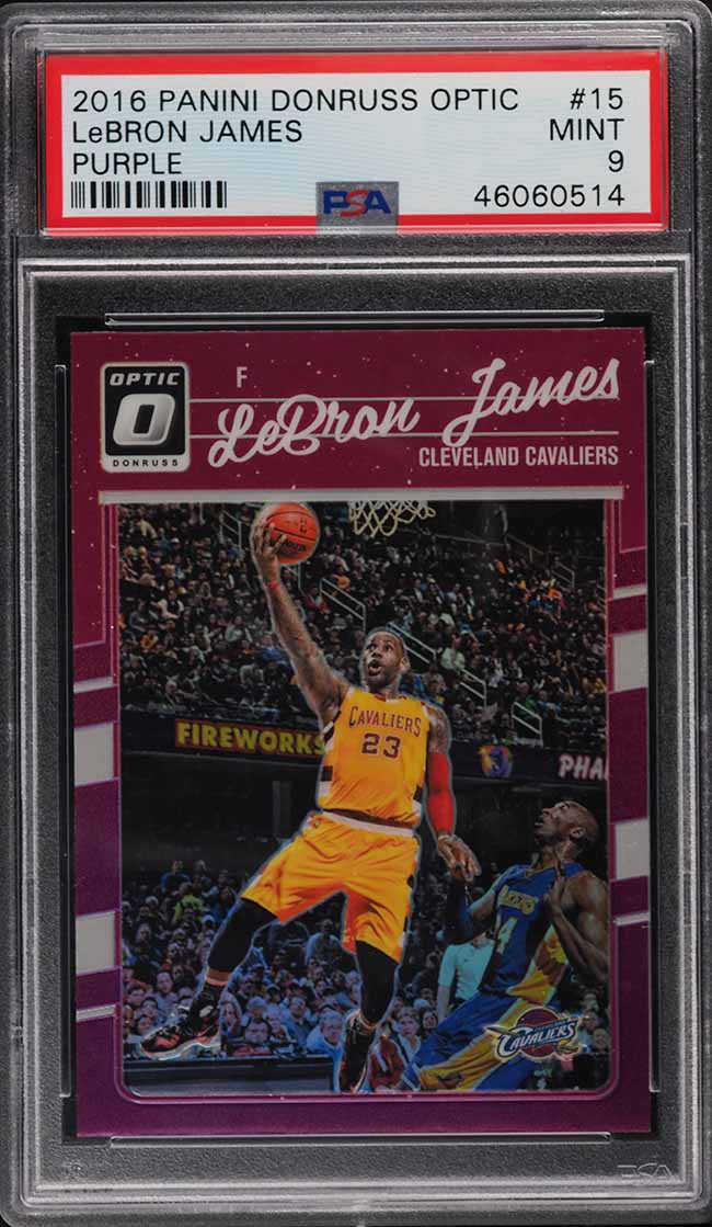 2016 Donruss Optic Purple LeBron James w/ Kobe Bryant #15 PSA 9 MINT
